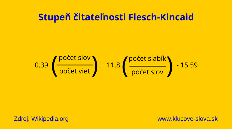 výpočet stupňa čitateľnosti podľa Flesch-Kincaidovho vzorca